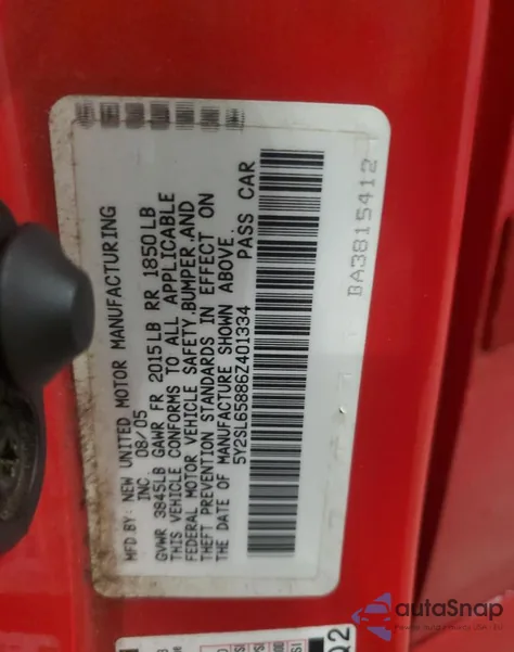 2006 Pontiac Vibe z USA, uszkodzony, nr VIN 5Y2SL65886Z401334